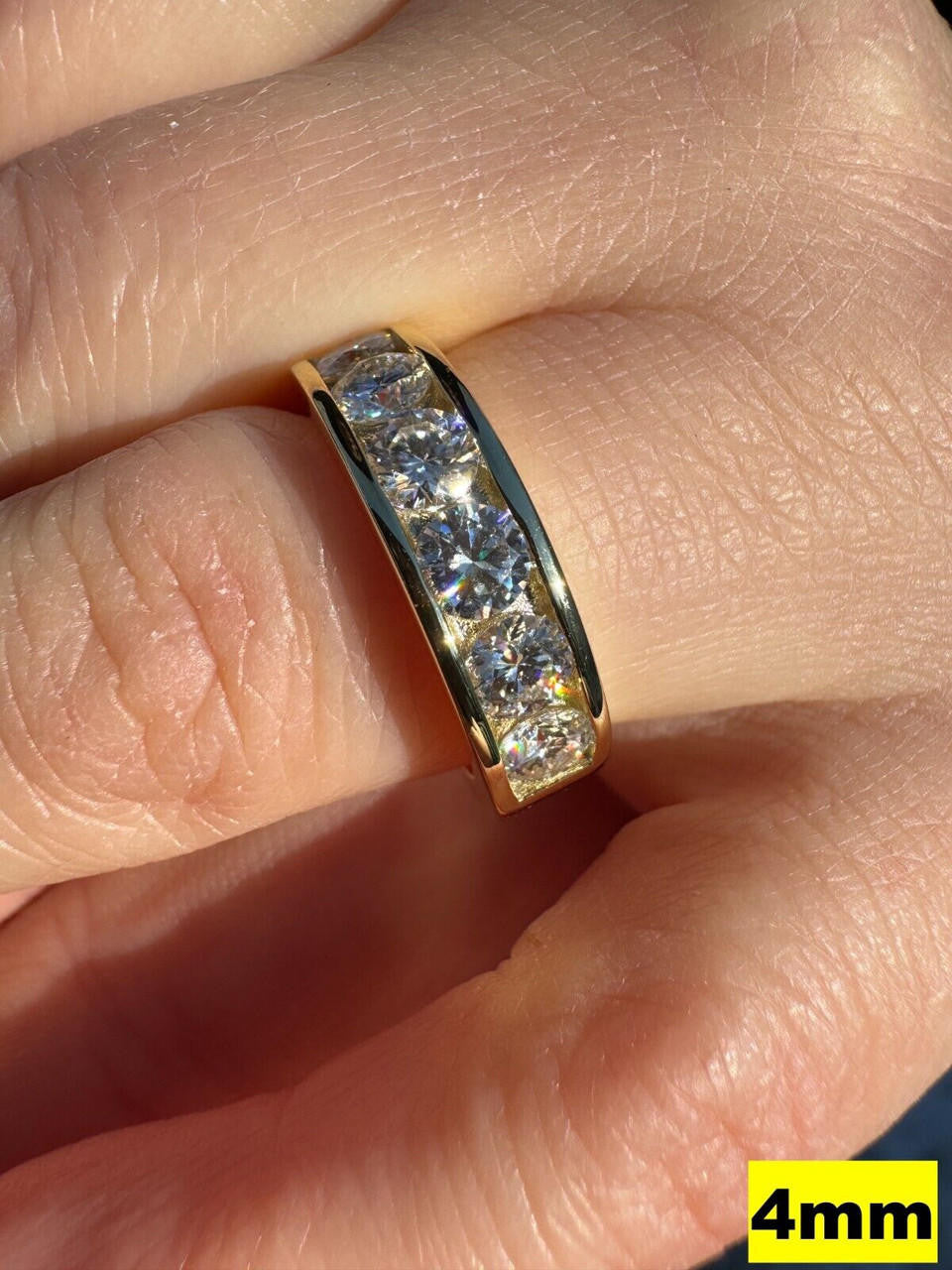 MOISSANITE Half Eternity Channel Set Wedding Band Ring - 14k Gold Vermeil 925 Silver - 1.5mm-5mm