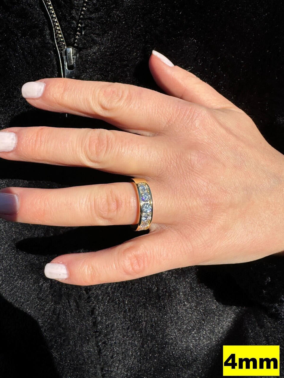 MOISSANITE Half Eternity Channel Set Wedding Band Ring - 14k Gold Vermeil 925 Silver - 1.5mm-5mm