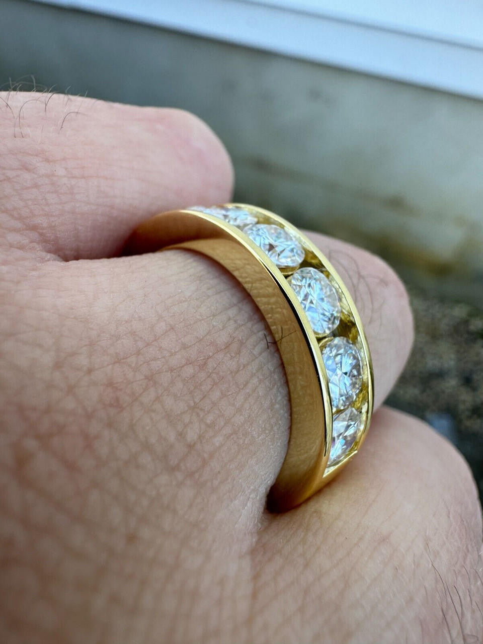 MOISSANITE Half Eternity Channel Set Wedding Band Ring - 14k Gold Vermeil 925 Silver - 1.5mm-5mm