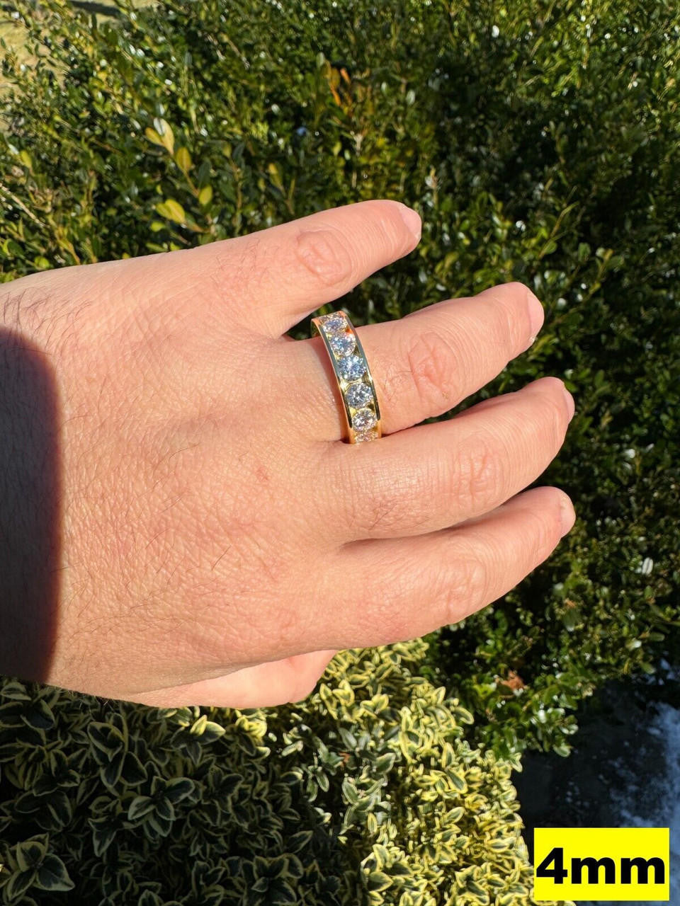 MOISSANITE Half Eternity Channel Set Wedding Band Ring - 14k Gold Vermeil 925 Silver - 1.5mm-5mm