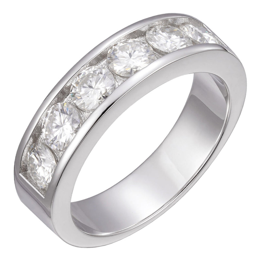 MOISSANITE Half Eternity Channel Set Wedding Band Ring - 925 Silver - 1.5mm-5mm
