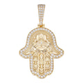 MOISSANITE Hamsa Evil Eye Hand Pendant - 14k Gold Vermeil 925 Silver - 3 Sizes 1.25"-2.75"