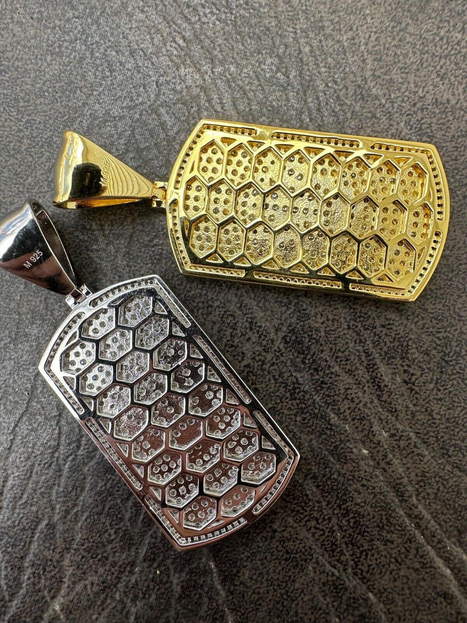 MOISSANITE Rolex Crown King Dog Tag Iced Out Pendant - 14k Gold Vermeil Or 925 Silver - Medium 2.25"