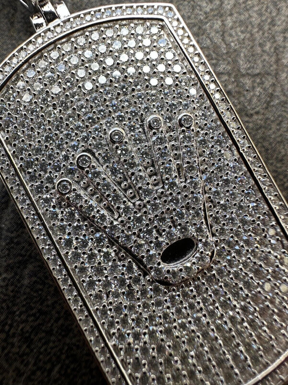 MOISSANITE Rolex Crown King Dog Tag Iced Out Pendant - 14k Gold Vermeil Or 925 Silver - Medium 2.25"