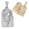 MOISSANITE Hip Hop Jesus Piece Opens Up Father Son & Holy Spirit  - 14k Gold Vermeil Or 925 Silver - Large 3.25"