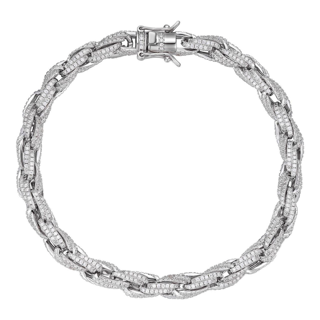 MOISSANITE Rope Chain Bracelet Iced Out - 925 Silver - 7.5mm - 16-30"
