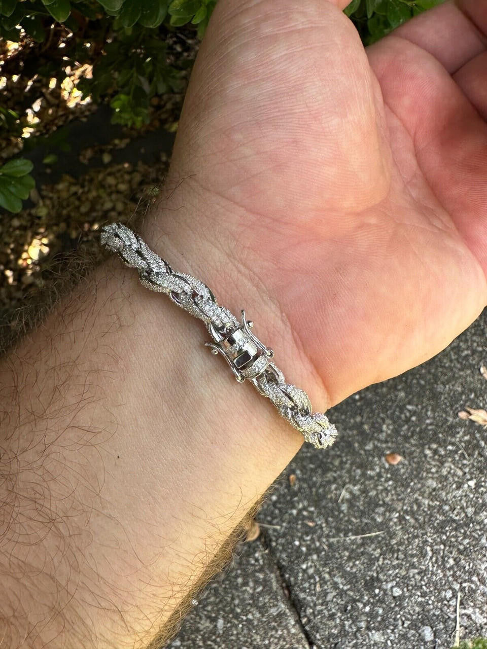 MOISSANITE Rope Chain Bracelet Iced Out - 925 Silver - 7.5mm - 16-30"