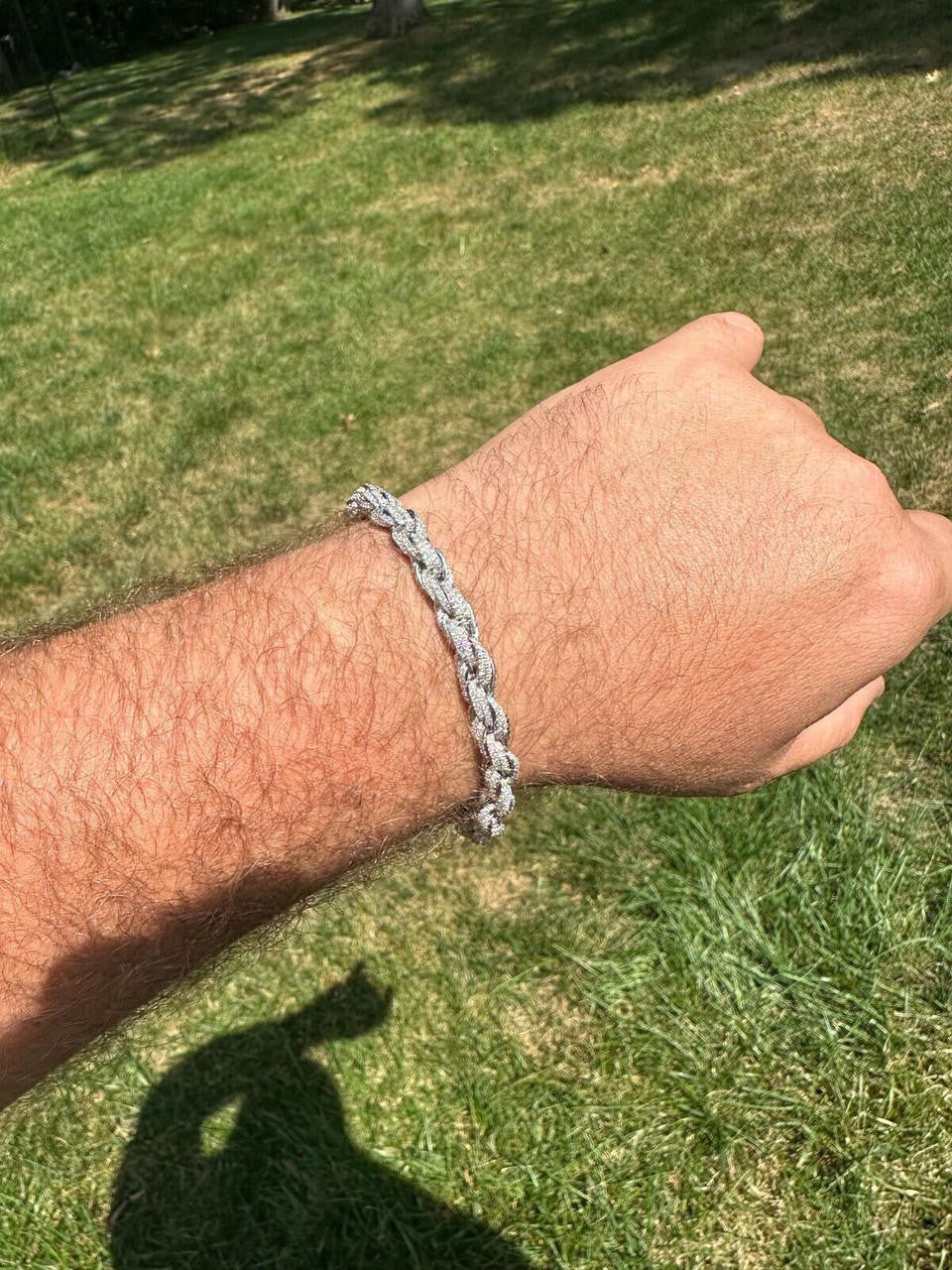 MOISSANITE Rope Chain Bracelet Iced Out - 925 Silver - 7.5mm - 16-30"