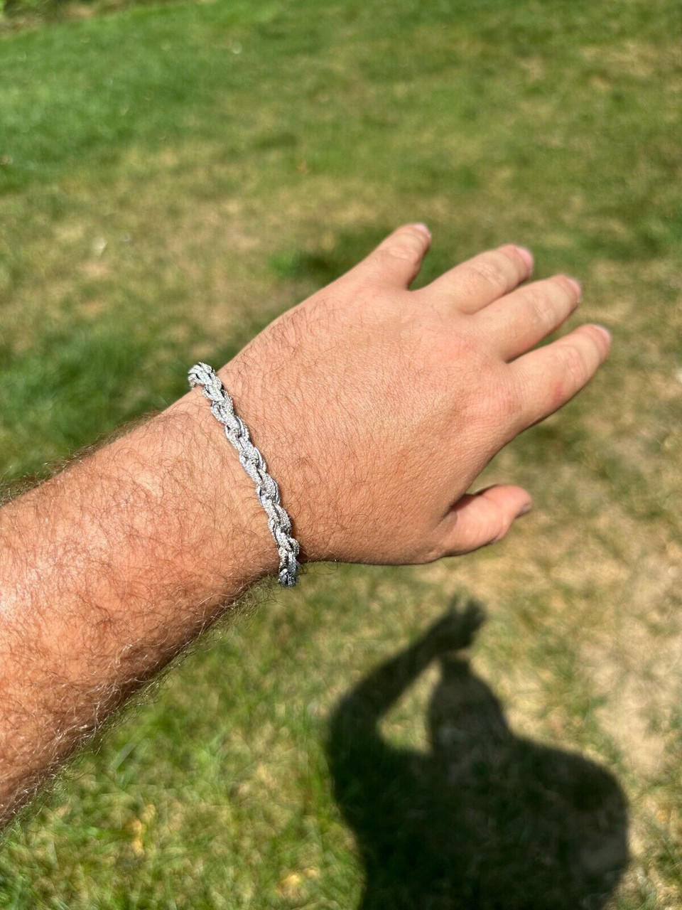 MOISSANITE Rope Chain Bracelet Iced Out - 925 Silver - 7.5mm - 16-30"
