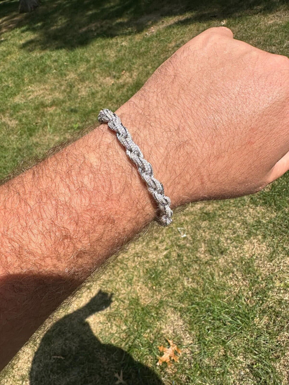MOISSANITE Rope Chain Bracelet Iced Out - 925 Silver - 7.5mm - 16-30"