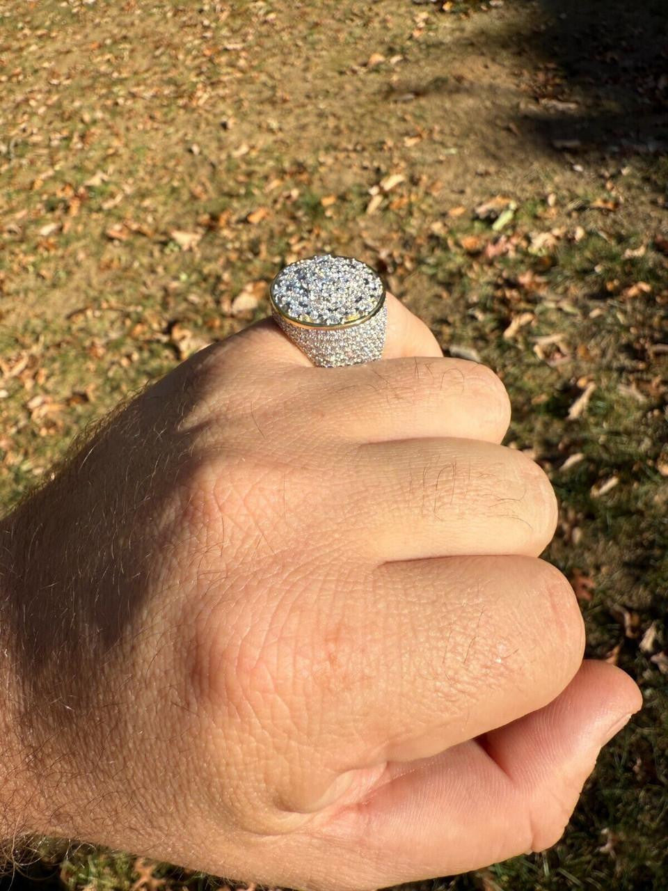 MOISSANITE Honeycomb Iced Out Ring - 14k Gold Vermeil 925 Silver