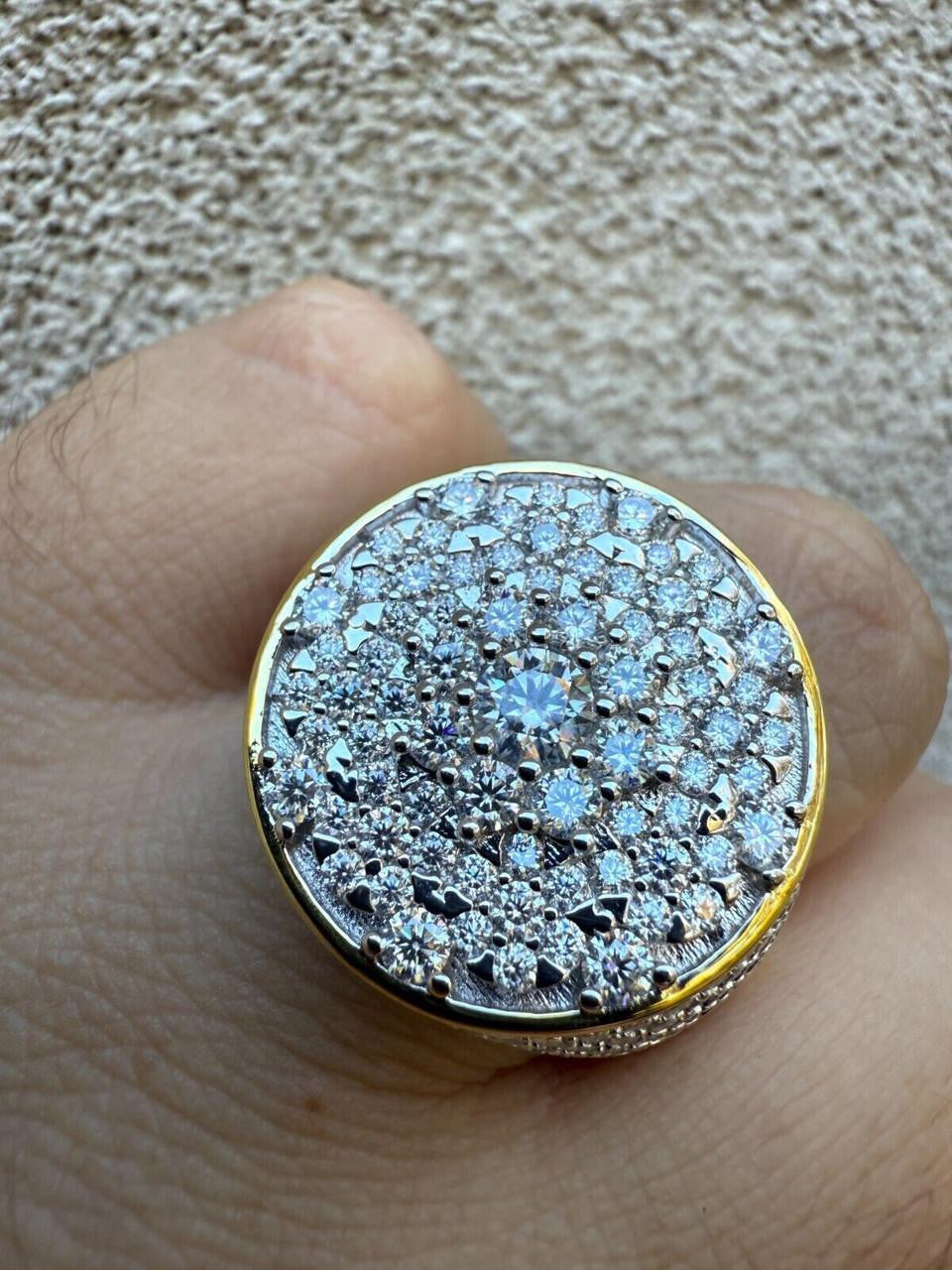 MOISSANITE Honeycomb Iced Out Ring - 14k Gold Vermeil 925 Silver