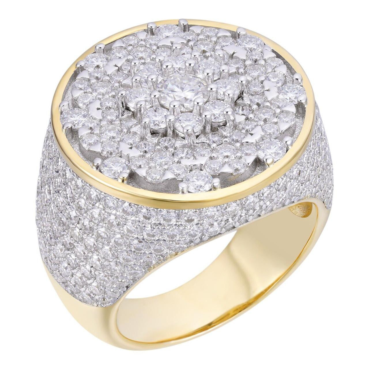 MOISSANITE Honeycomb Iced Out Ring - 14k Gold Vermeil 925 Silver