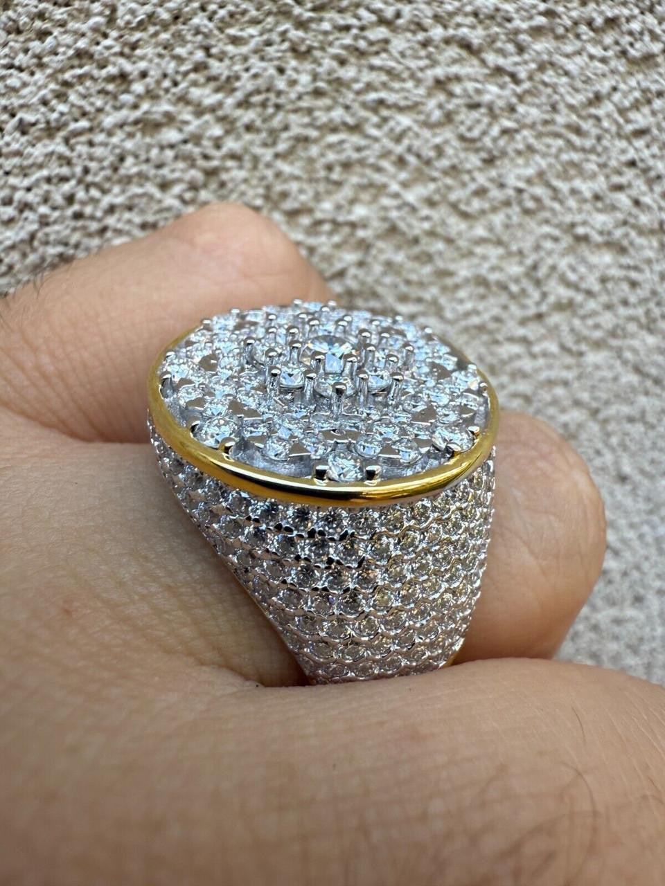 MOISSANITE Honeycomb Iced Out Ring - 14k Gold Vermeil 925 Silver