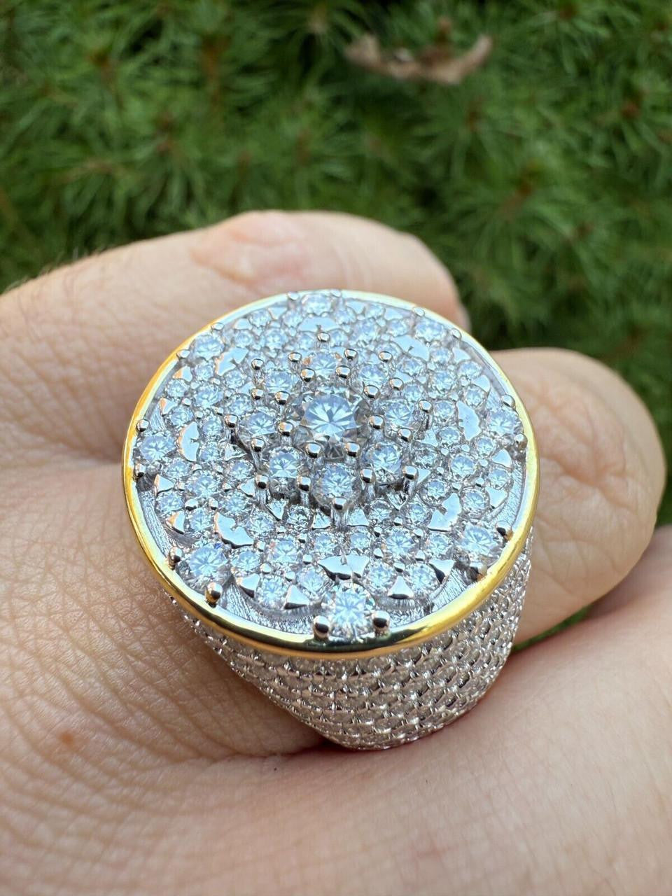 MOISSANITE Honeycomb Iced Out Ring - 14k Gold Vermeil 925 Silver