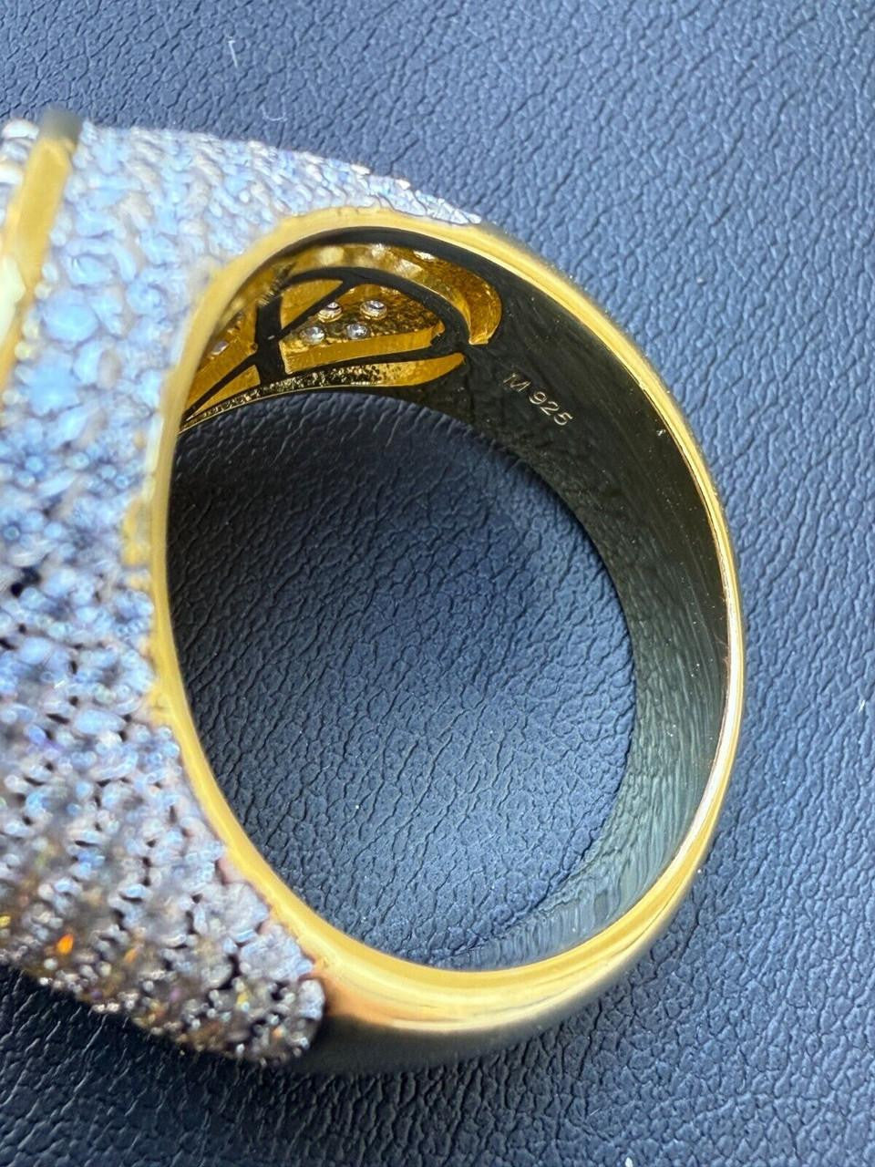 MOISSANITE Honeycomb Iced Out Ring - 14k Gold Vermeil 925 Silver