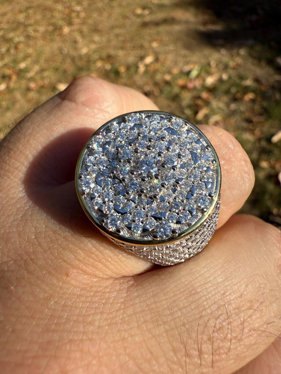 MOISSANITE Honeycomb Iced Out Ring - 14k Gold Vermeil 925 Silver