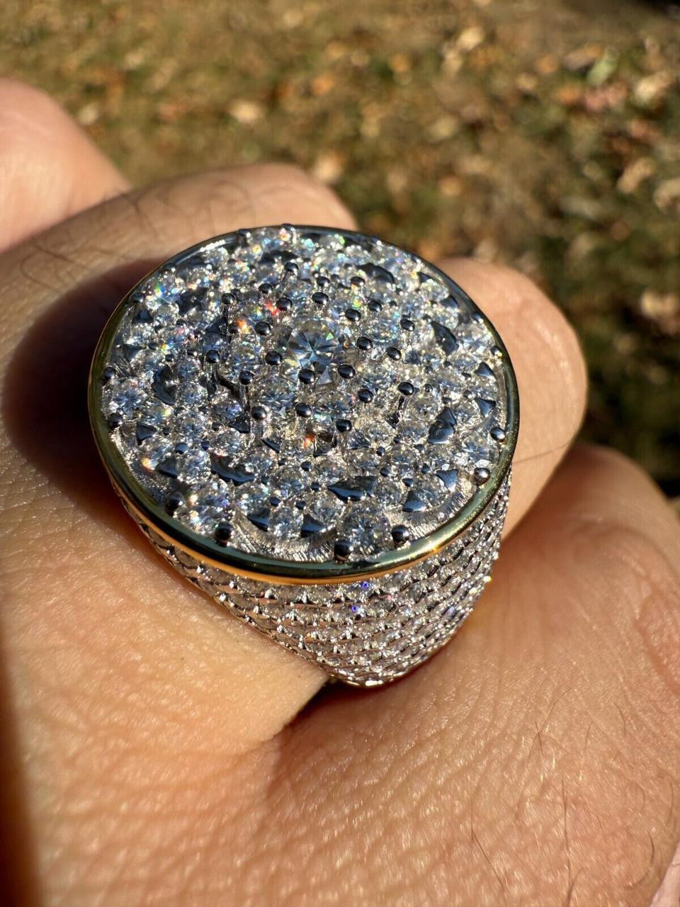 MOISSANITE Honeycomb Iced Out Ring - 14k Gold Vermeil 925 Silver