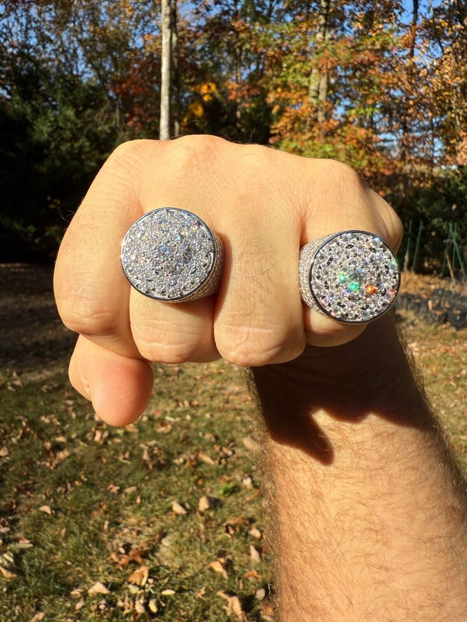 MOISSANITE Honeycomb Iced Out Ring - 925 Silver