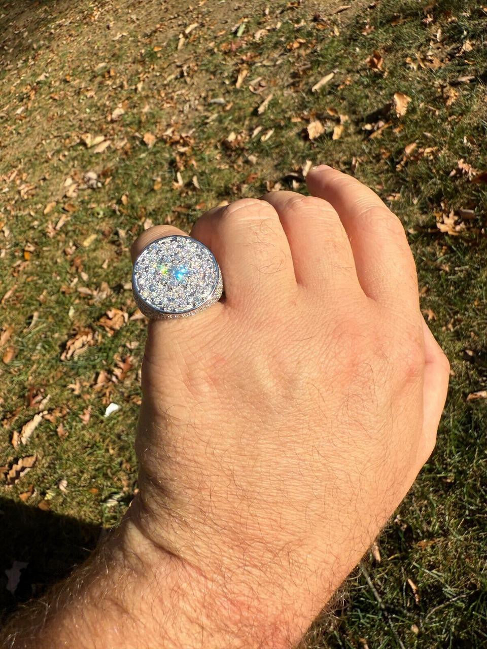 MOISSANITE Honeycomb Iced Out Ring - 925 Silver