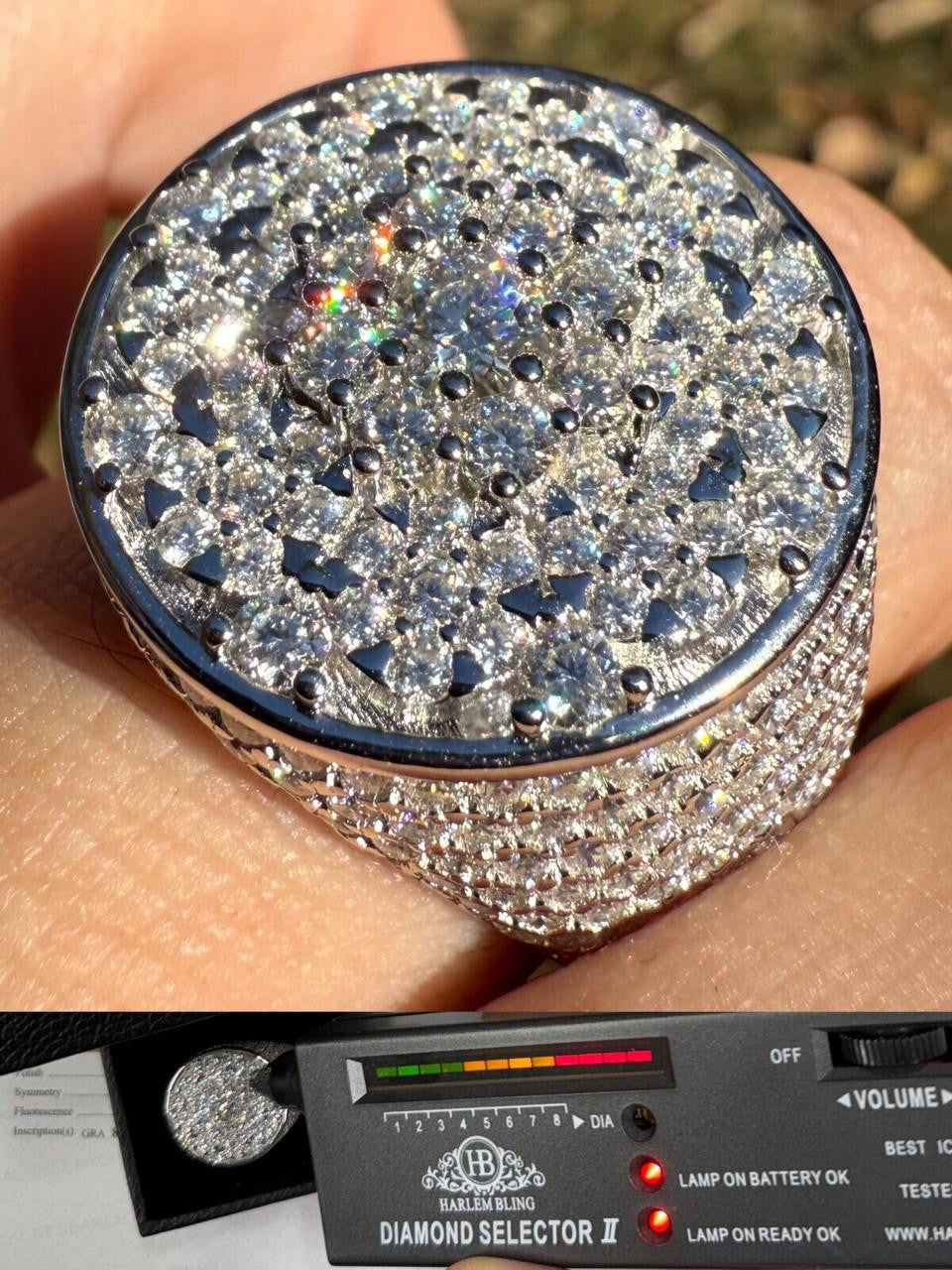 MOISSANITE Honeycomb Iced Out Ring - 925 Silver