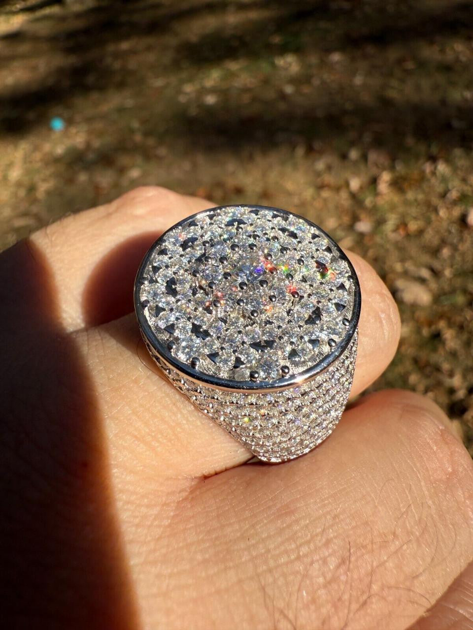 MOISSANITE Honeycomb Iced Out Ring - 925 Silver
