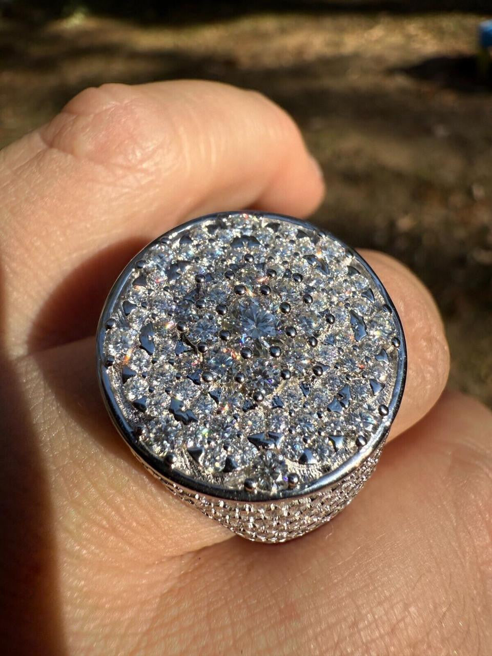 MOISSANITE Honeycomb Iced Out Ring - 925 Silver