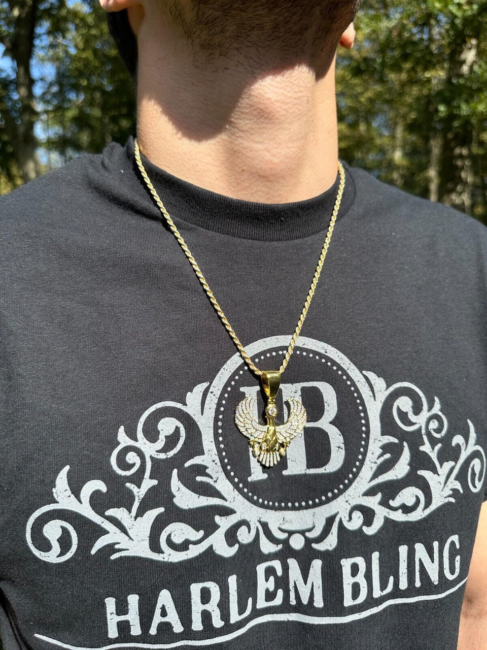 MOISSANITE Horus W. Ankh Pendant - 14k Gold Vermeil Or 925 Silver - Medium 2"