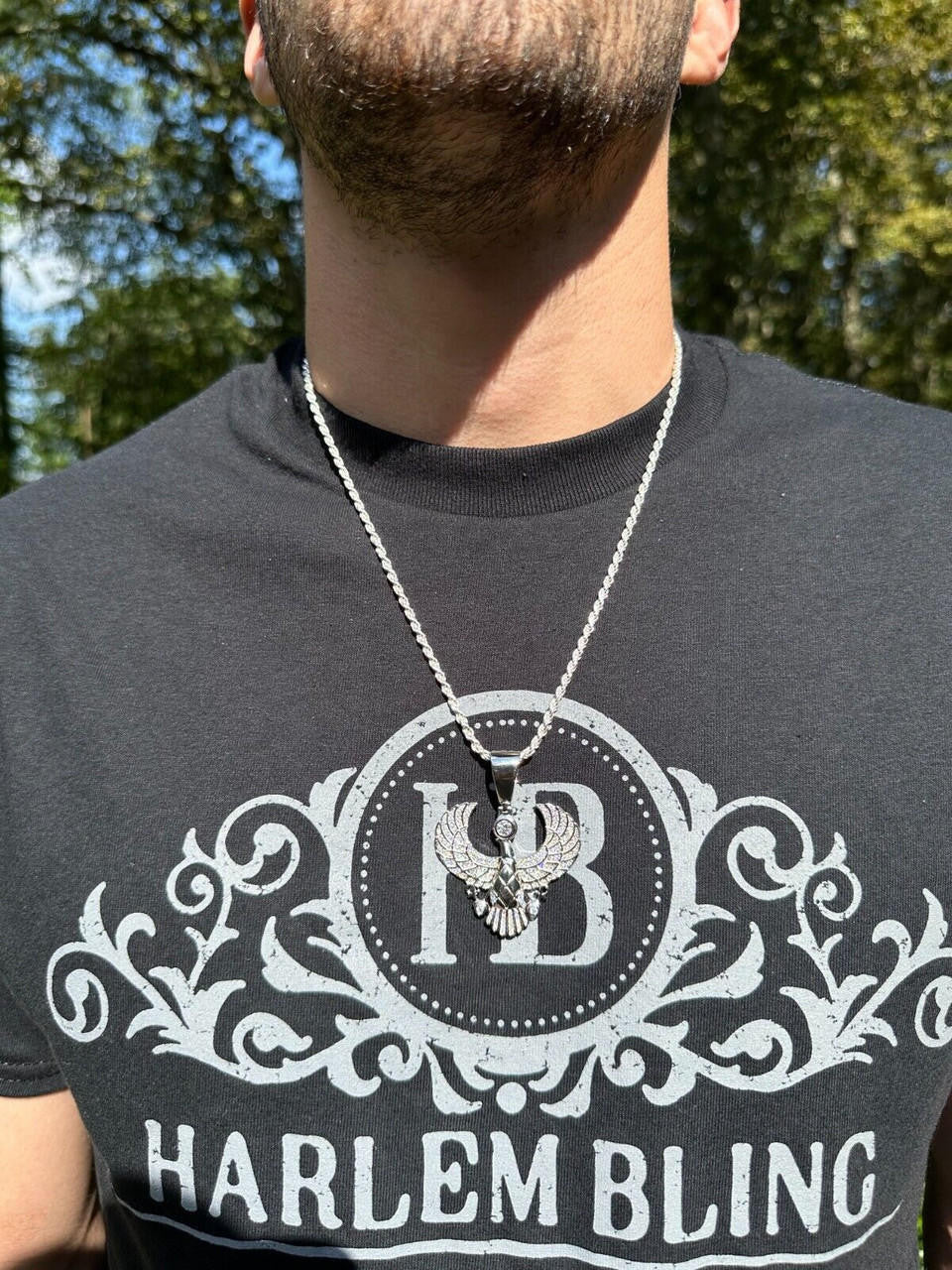 MOISSANITE Horus W. Ankh Pendant - 14k Gold Vermeil Or 925 Silver - Medium 2"