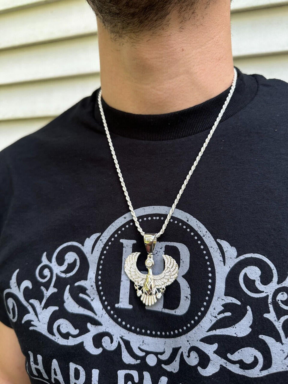 MOISSANITE Horus W. Ankh Pendant - 14k Gold Vermeil Or 925 Silver - Medium 2"