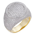 MOISSANITE Ice Giant Round Dome Iced Out Ring - 14k Gold Vermeil 925 Silver