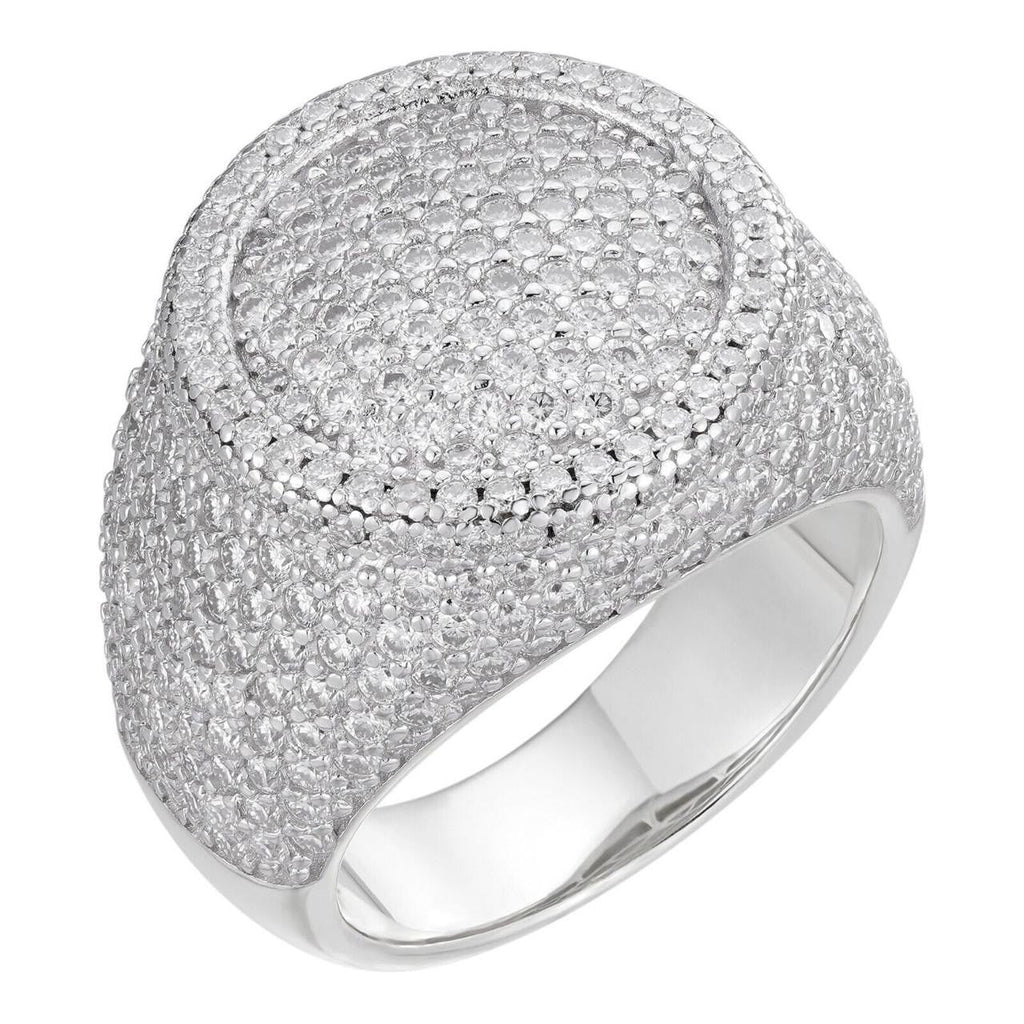 MOISSANITE Ice Giant Round Dome Iced Out Ring - 925 Silver