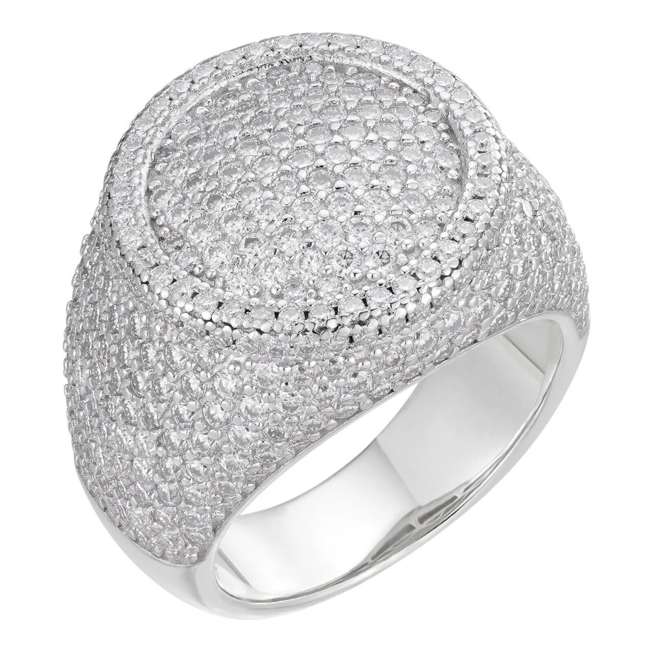 MOISSANITE Ice Giant Round Dome Iced Out Ring - 925 Silver