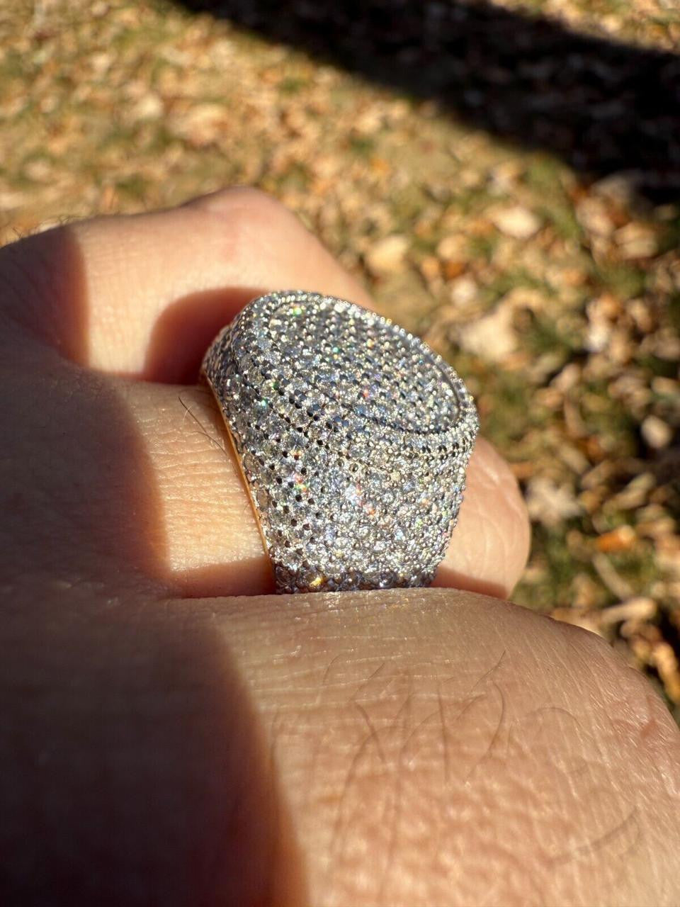 MOISSANITE Ice Giant Round Dome Iced Out Ring - 925 Silver