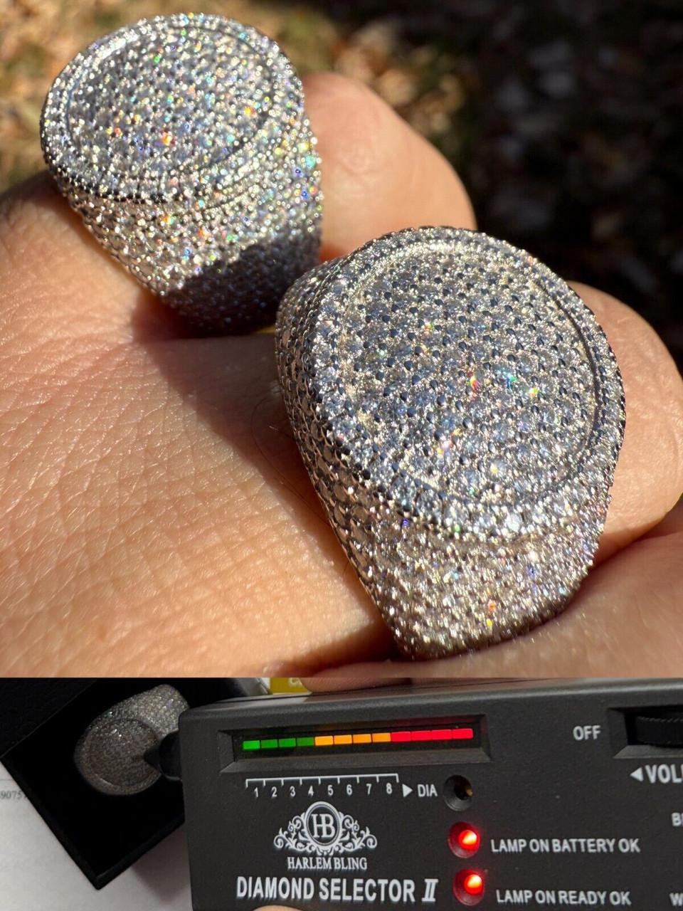 MOISSANITE Ice Giant Round Dome Iced Out Ring - 925 Silver