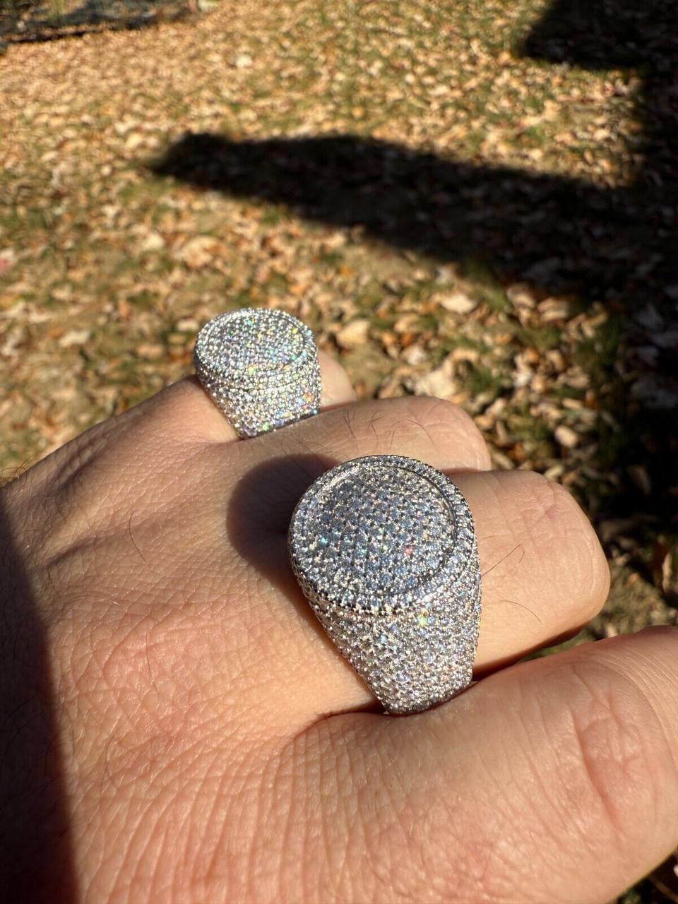 MOISSANITE Ice Giant Round Dome Iced Out Ring - 925 Silver
