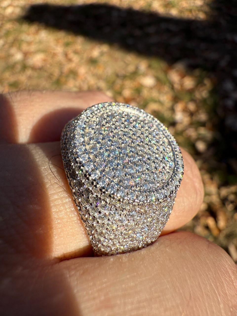 MOISSANITE Ice Giant Round Dome Iced Out Ring - 925 Silver