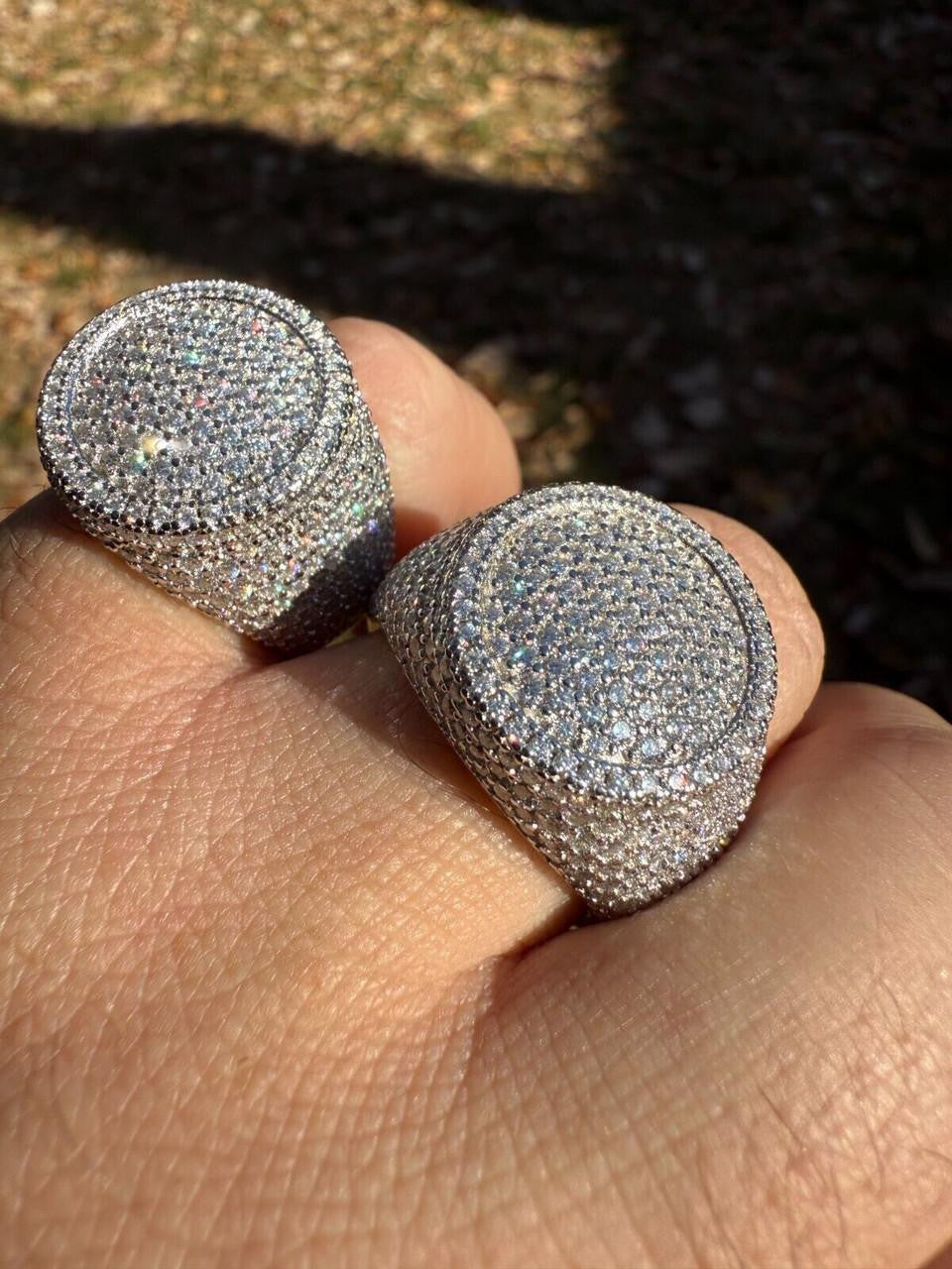 MOISSANITE Ice Giant Round Dome Iced Out Ring - 925 Silver