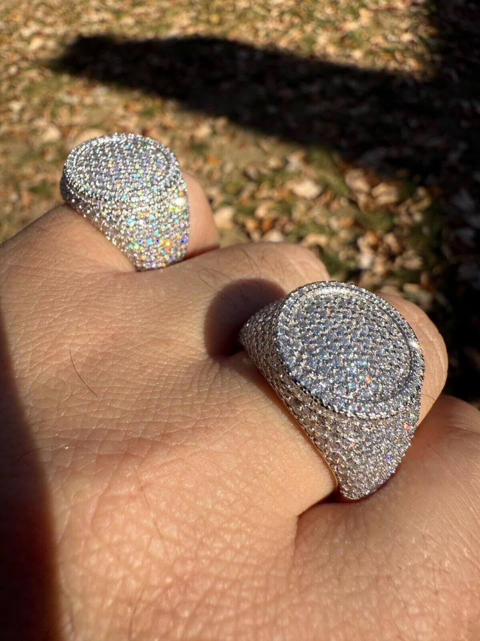 MOISSANITE Ice Giant Round Dome Iced Out Ring - 925 Silver