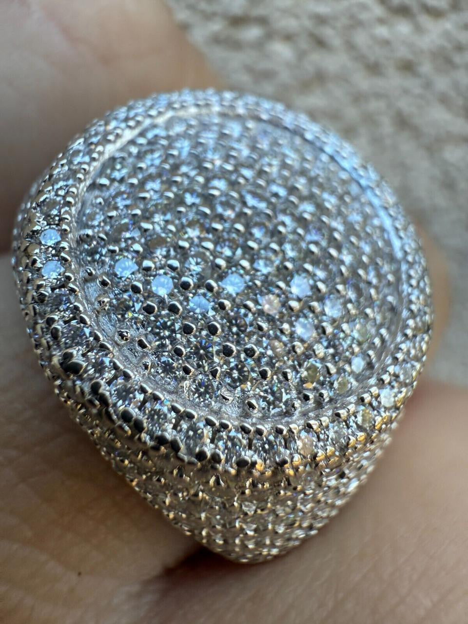 MOISSANITE Ice Giant Round Dome Iced Out Ring - 925 Silver