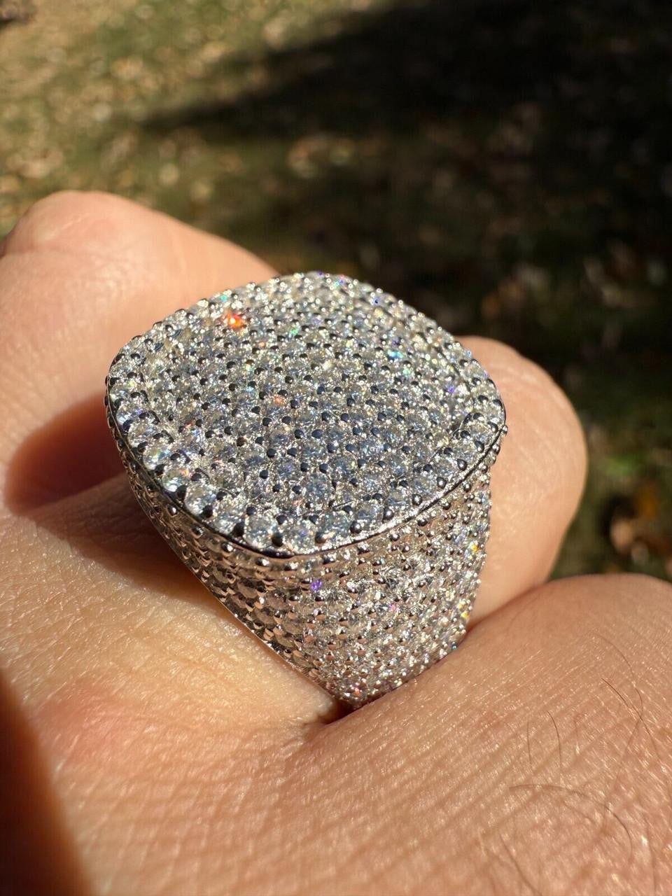 MOISSANITE Ice Giant Square Dome Iced Out Ring - 925 Silver