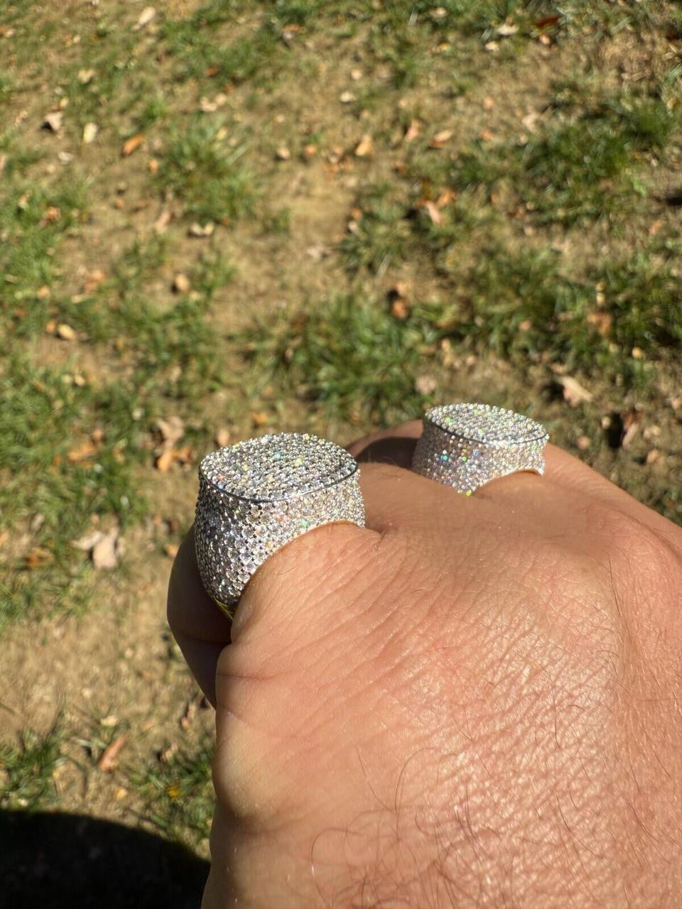 MOISSANITE Ice Giant Square Dome Iced Out Ring - 925 Silver
