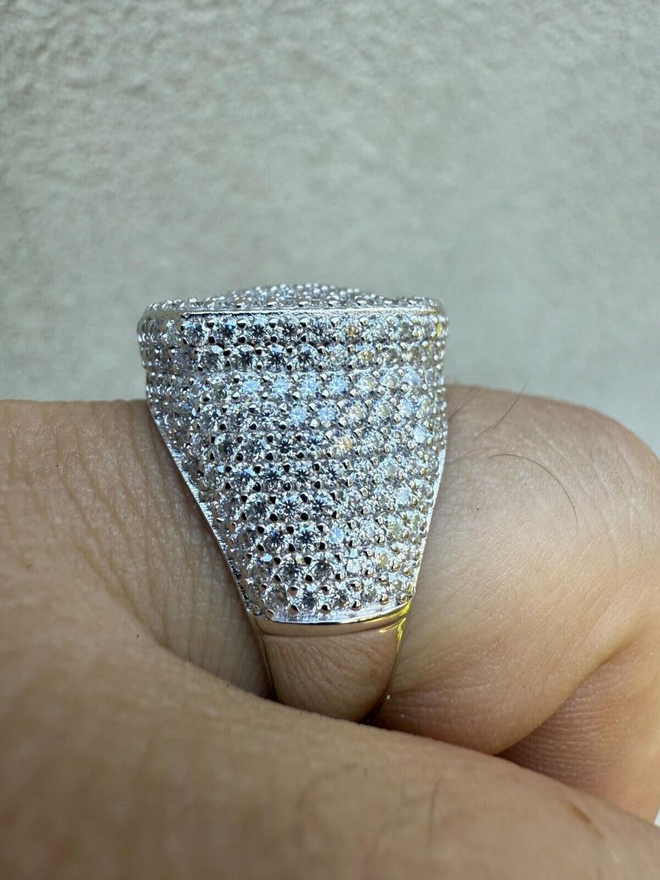 MOISSANITE Ice Giant Square Dome Iced Out Ring - 925 Silver