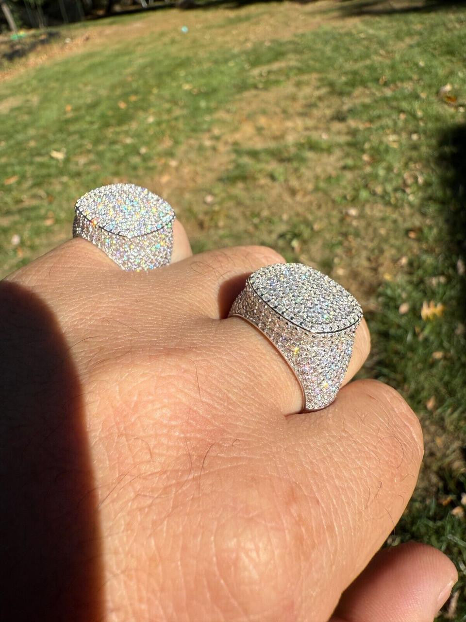MOISSANITE Ice Giant Square Dome Iced Out Ring - 925 Silver