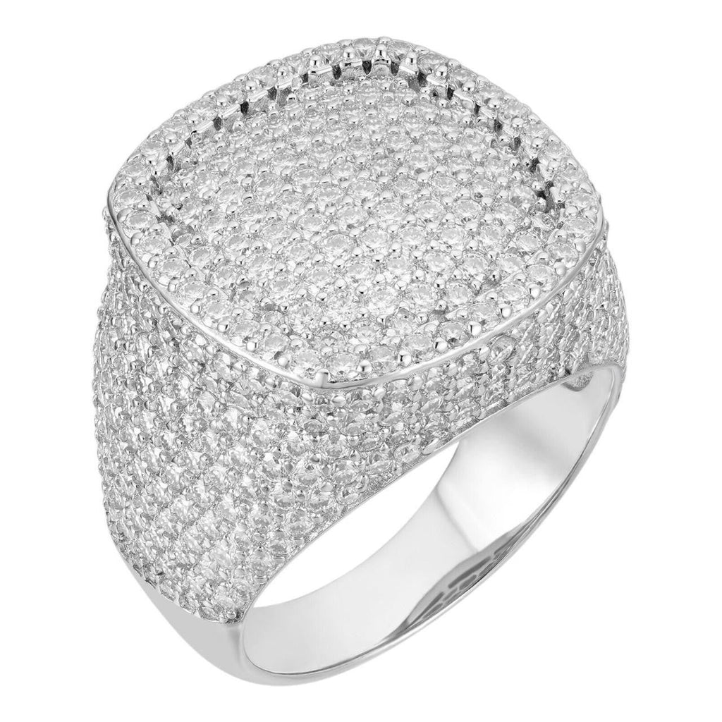 MOISSANITE Ice Giant Square Dome Iced Out Ring - 925 Silver
