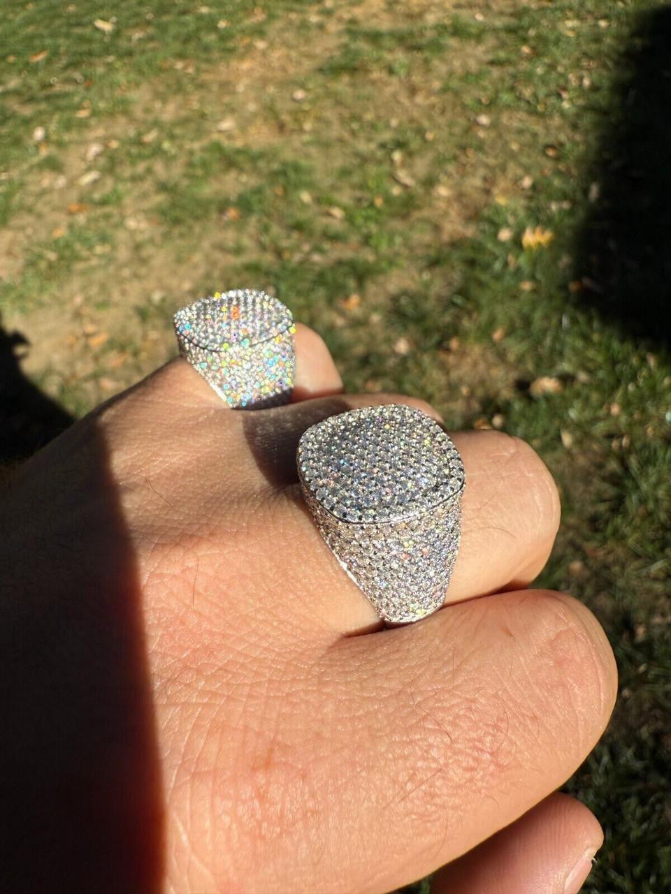 MOISSANITE Ice Giant Square Dome Iced Out Ring - 925 Silver