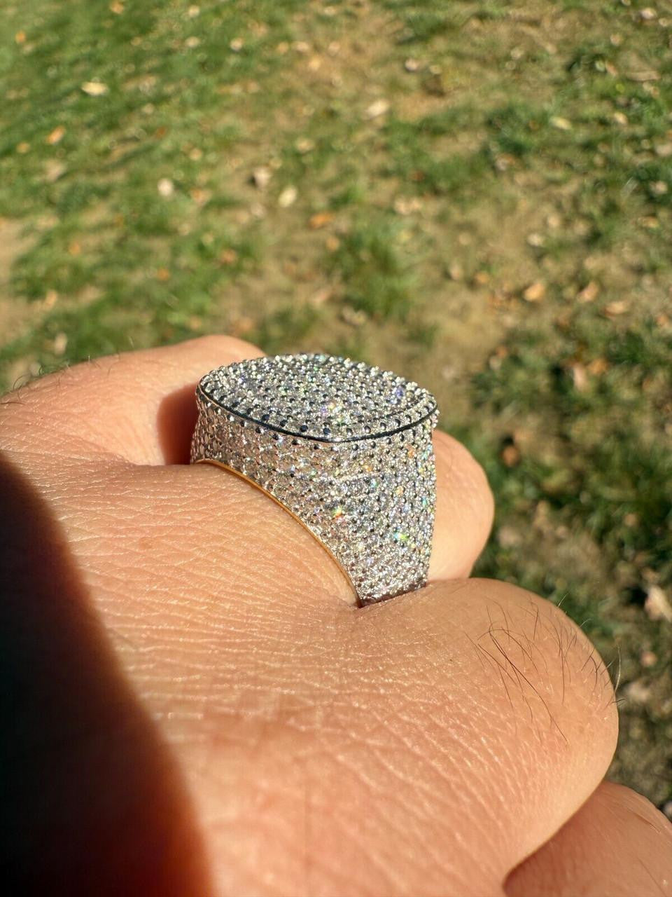 MOISSANITE Ice Giant Square Dome Iced Out Ring - 925 Silver