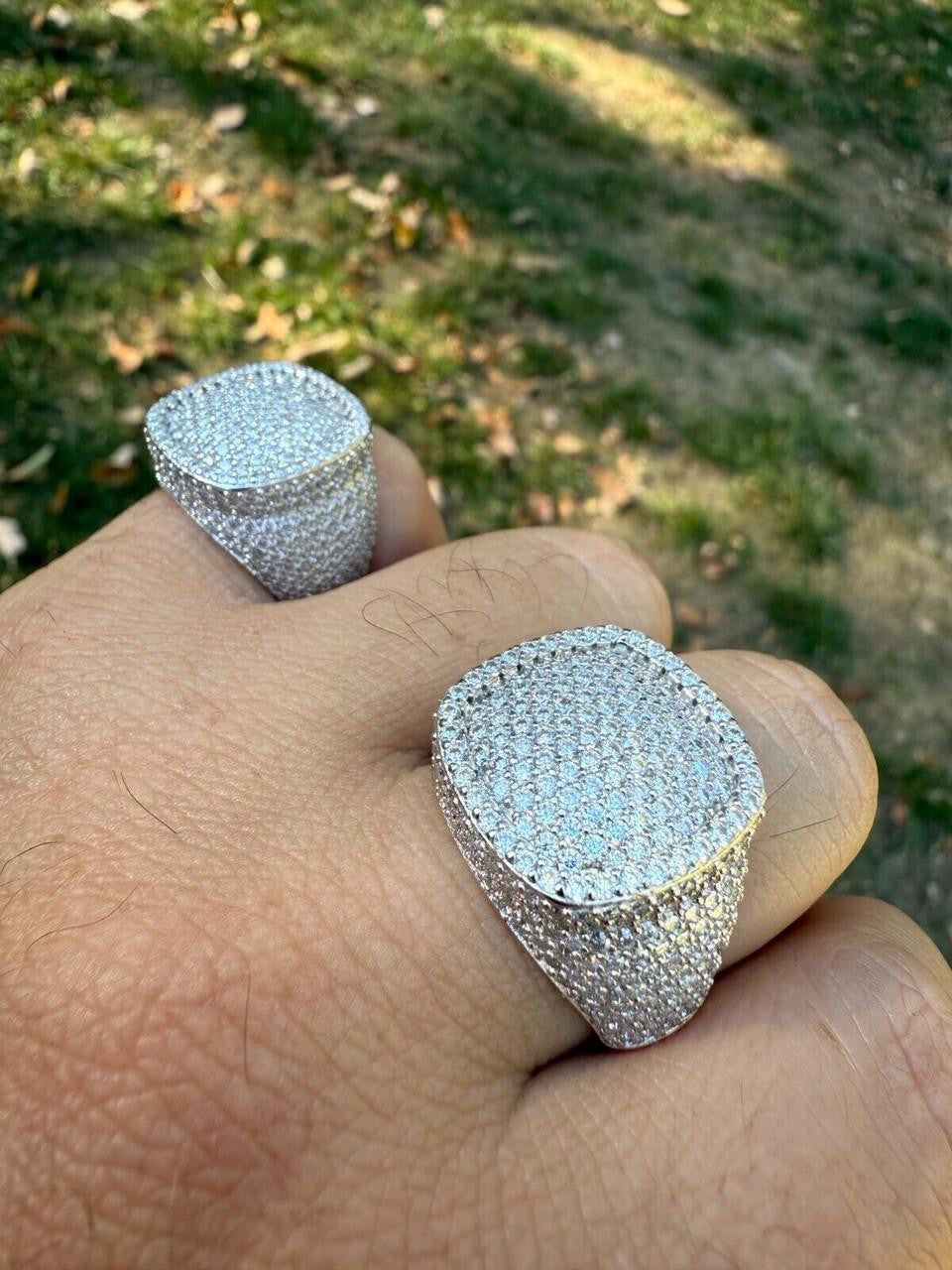 MOISSANITE Ice Giant Square Dome Iced Out Ring - 925 Silver