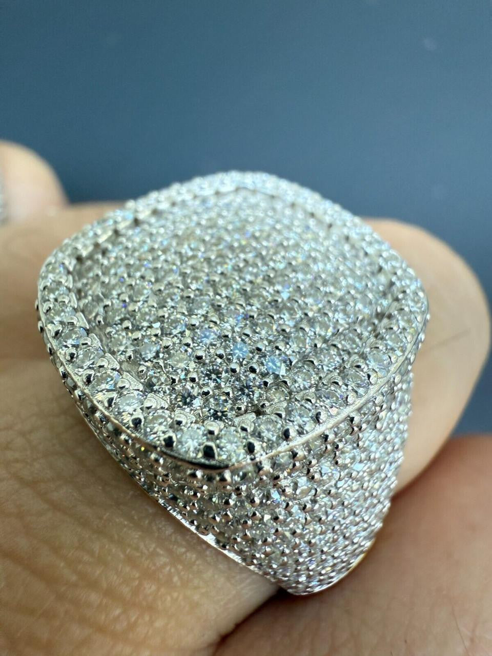 MOISSANITE Ice Giant Square Dome Iced Out Ring - 925 Silver