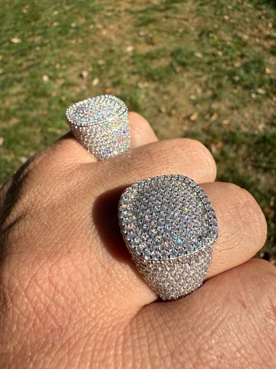 MOISSANITE Ice Giant Square Dome Iced Out Ring - 925 Silver
